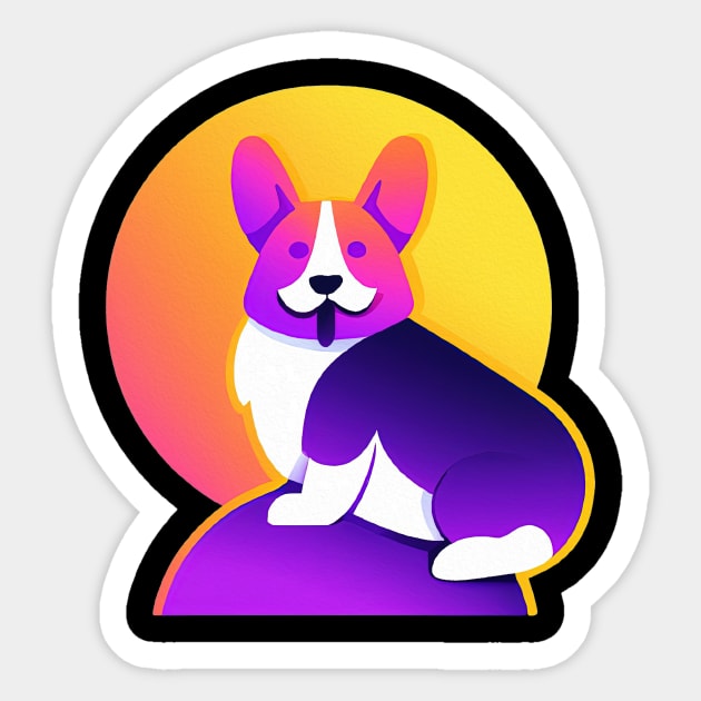 Sunset Corgi Halloween Retro Colorful Sticker by BetterManufaktur